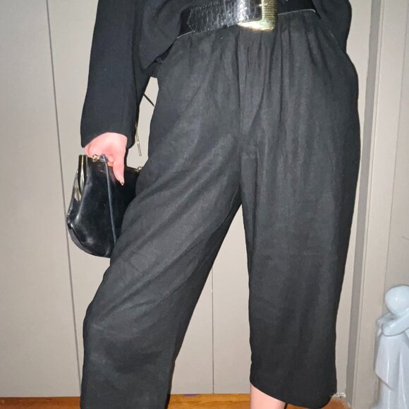 Black Linen Blend Culottes Petite - Picture 1 of 5